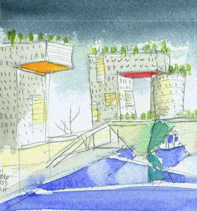 drawings by steven holl at MoMA new york