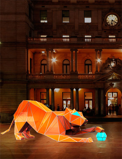 LAVA: crouching digital origami tigers