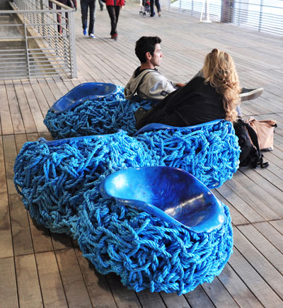 tom price: blue rope serpentine bench