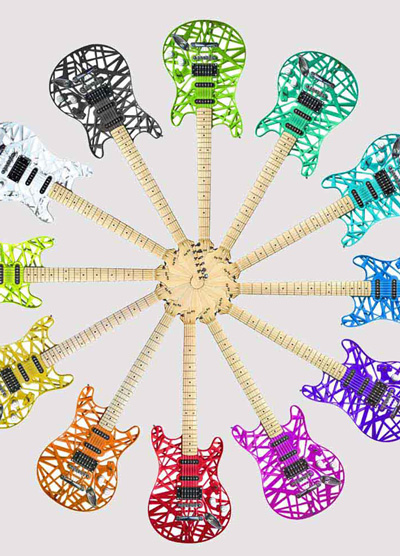 skeletal 3D printed guitar