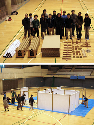 shigeru ban architects: emergency shelter partitions for japan