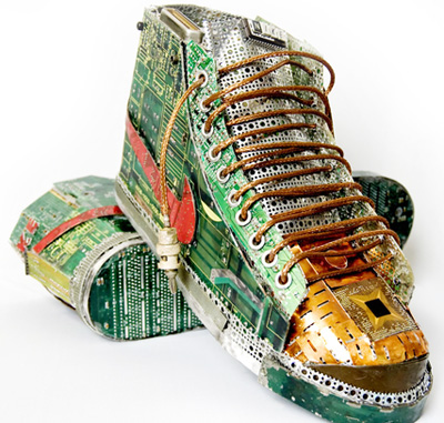 recycled metal sneakers