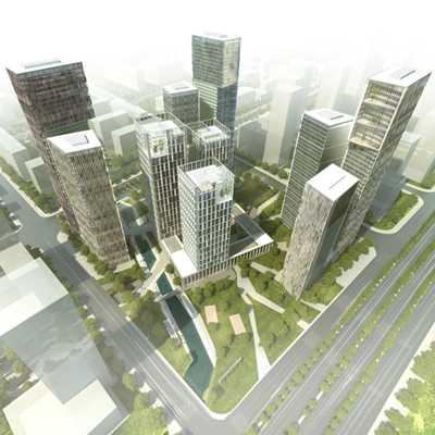 gmp architekten: tower block complex of ten buildings in nanjing, china