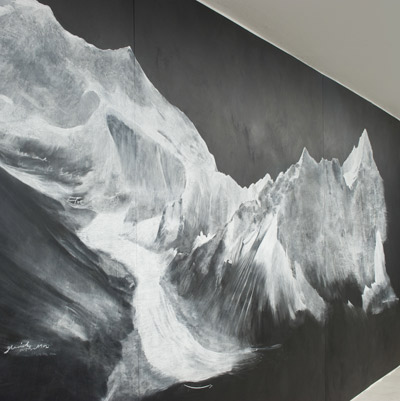 chalk on blackboard depictions of afghanistan mountains by tacita dean