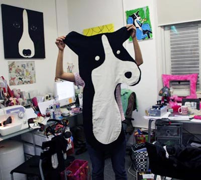 1 woman, 2 dogs + 1 bunny