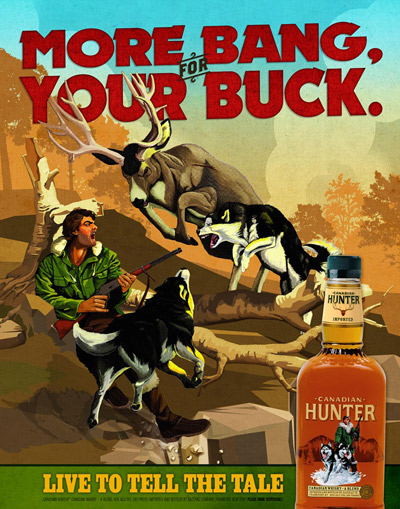 comic style canadian hunter advertising campaign