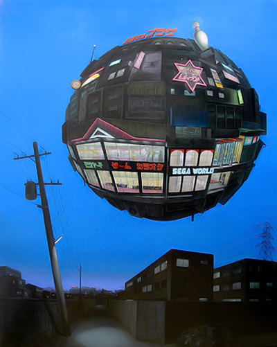 futuristic floating urban orbs by masakatsu sashie