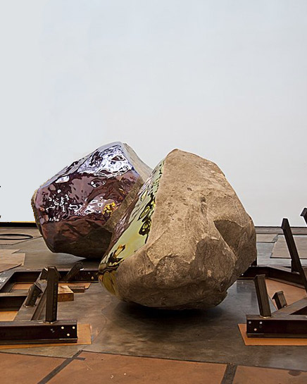 jim hodges: reflective boulder installation