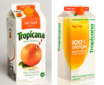 consumers want the old packaging of tropicana juice back