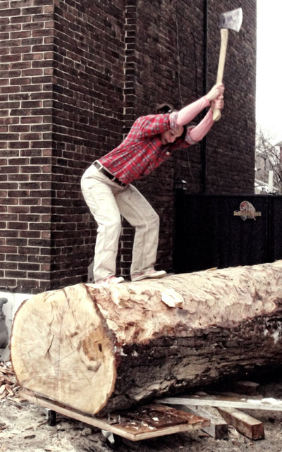 the practice of everyday design: log chop bench
