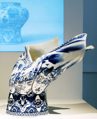 front: 'blow away' vase and chess table for moooi