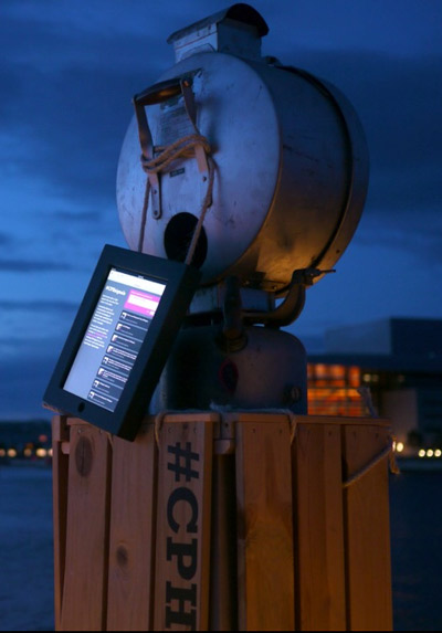 installation transmits tweets into morse code light signals