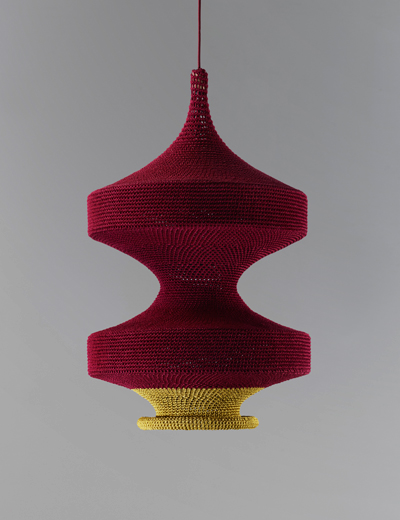 naomi paul: OMI lamps crocheted from textile scraps