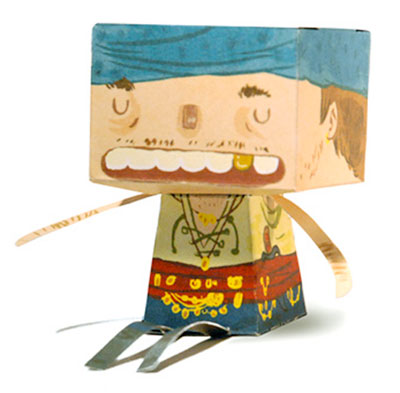 'blockheads' humanoid paper toys by gabe wong
