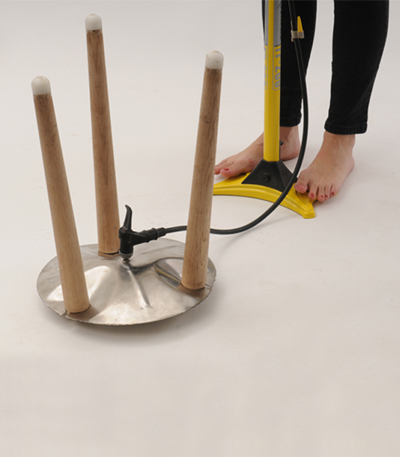 metal furniture inflated using a bike pump   puff by moran barmaper