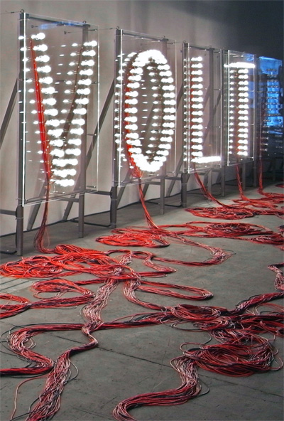 revoltage light bulb installation by raqs media collective