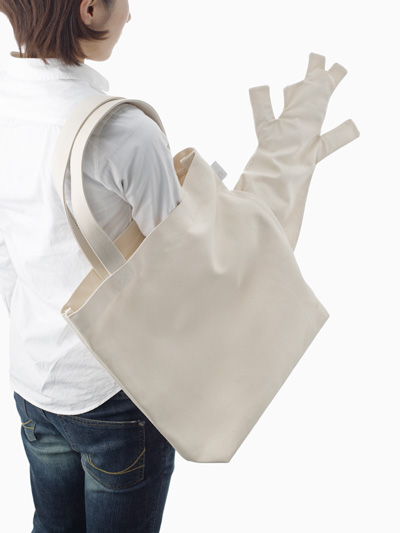 nendo: roopuppet tote bag with unique pocket for rootote