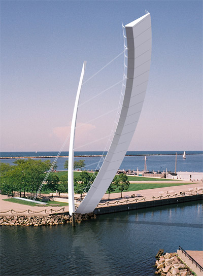 rosales + partners: harbor pedestrian bridge, cleveland
