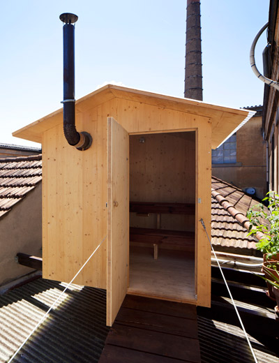 BUREAU A + jérémie gindre: rooftop sauna in geneva