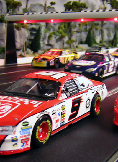 slot car racing at high speeds