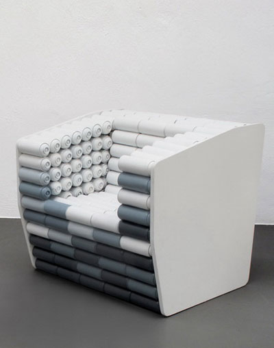 luigi semeraro: empty spray paint cans armchair