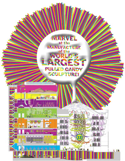 ball nogues studio: world's largest pulled candy sculpture