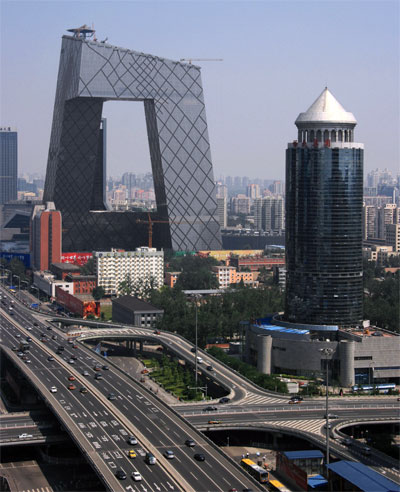 china's central tv headquarters facade complete by OMA