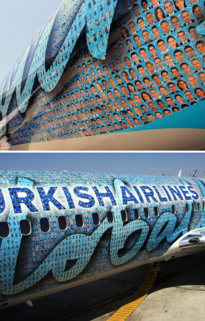 turkish airline plane features the portraits of 17,000 employees