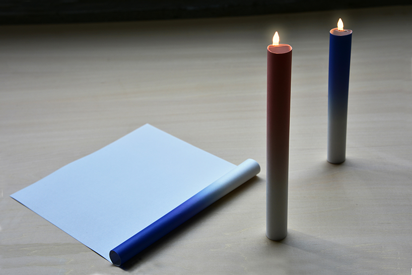 kazuhiro yamanaka rolls A4 paper to create a flickering LED candle designboom