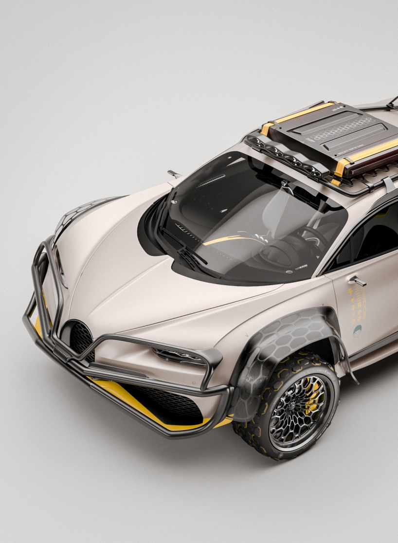 the TERRACROSS concept turns a bugatti chiron into a futuristic 4x4 designboom