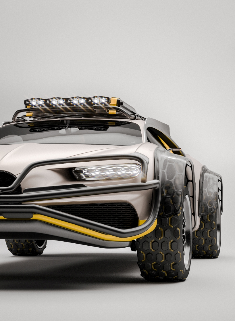 the TERRACROSS concept turns a bugatti chiron into a futuristic 4x4 designboom