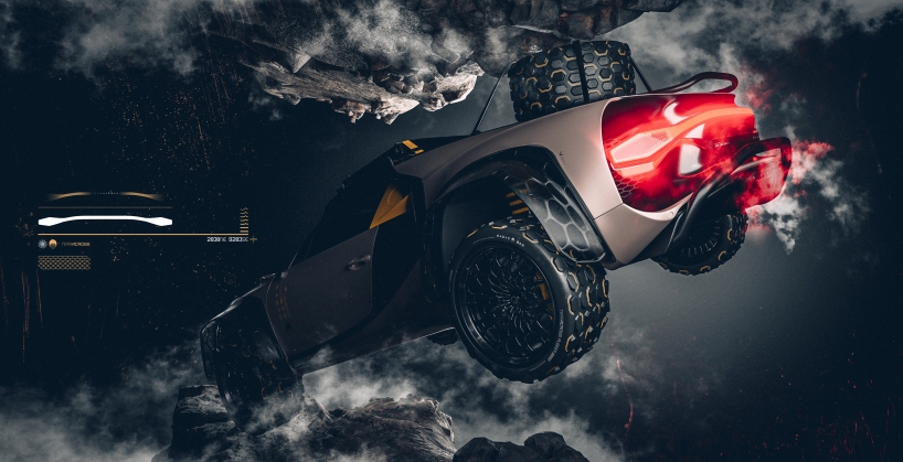 the TERRACROSS concept turns a bugatti chiron into a futuristic 4x4 designboom