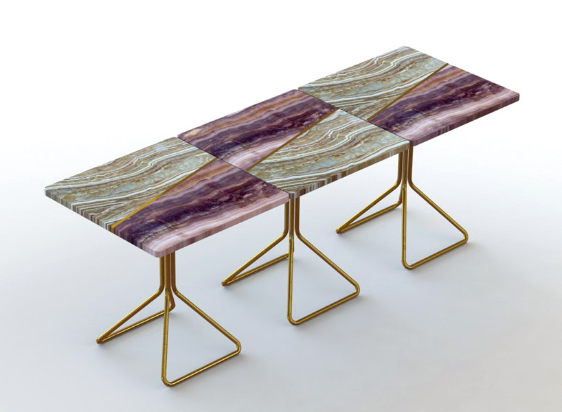 francesco meda's split marble table reveals the material's intricate layers