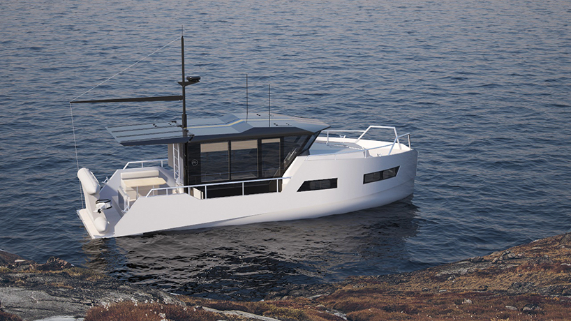 vik unveils electric boat that can be recharged from solar panels or wind power