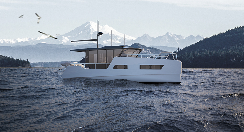 vik unveils electric boat that can be recharged from solar panels or wind power