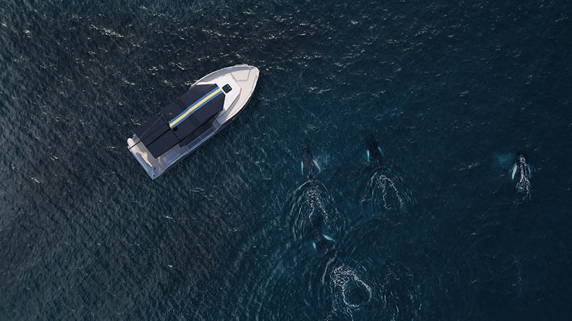 vik unveils electric boat that can be recharged from solar panels or wind power