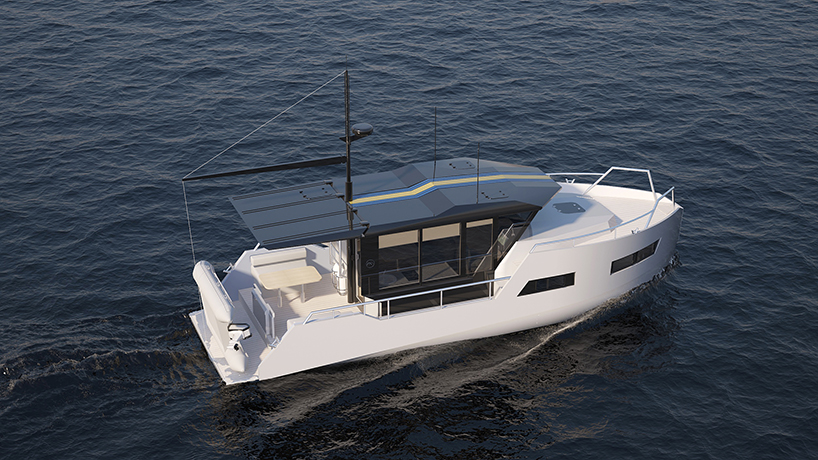 vik unveils electric boat that can be recharged from solar panels or wind power