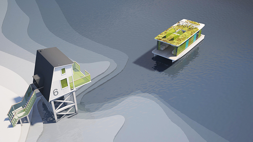 max zhivov designs the 'tiny-eco-hotel' to travel across water designboom