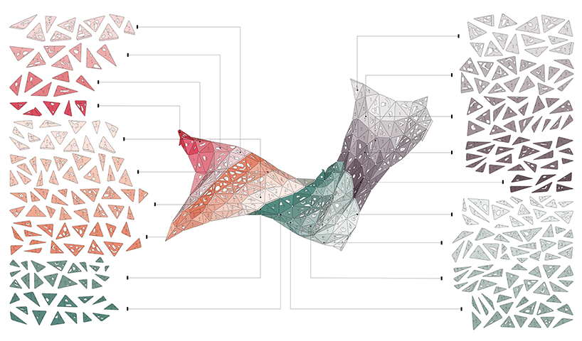 yong ju lee installs 'the wind shape' canopy to simulate the flowing movement of fabric designboom