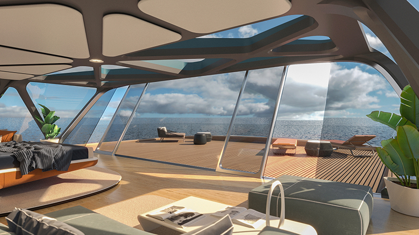 3D-printed and solar-electric pegasus superyacht by jozeph forakis camouflages into the sea