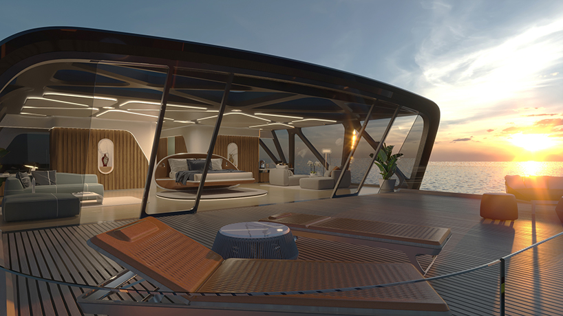 3D-printed and solar-electric pegasus superyacht by jozeph forakis camouflages into the sea