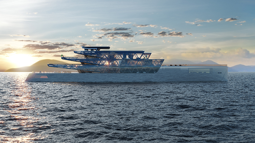 3D-printed and solar-electric pegasus superyacht by jozeph forakis camouflages into the sea