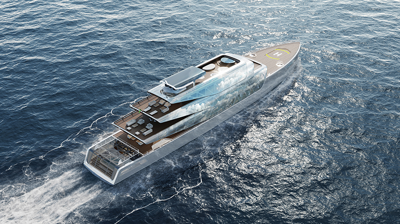 3D-printed and solar-electric pegasus superyacht by jozeph forakis camouflages into the sea