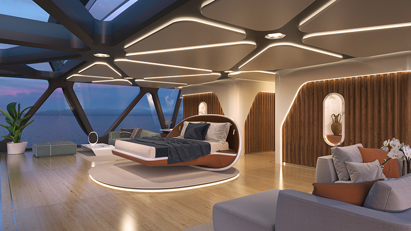 3D-printed and solar-electric pegasus superyacht camouflages into the sea - 2