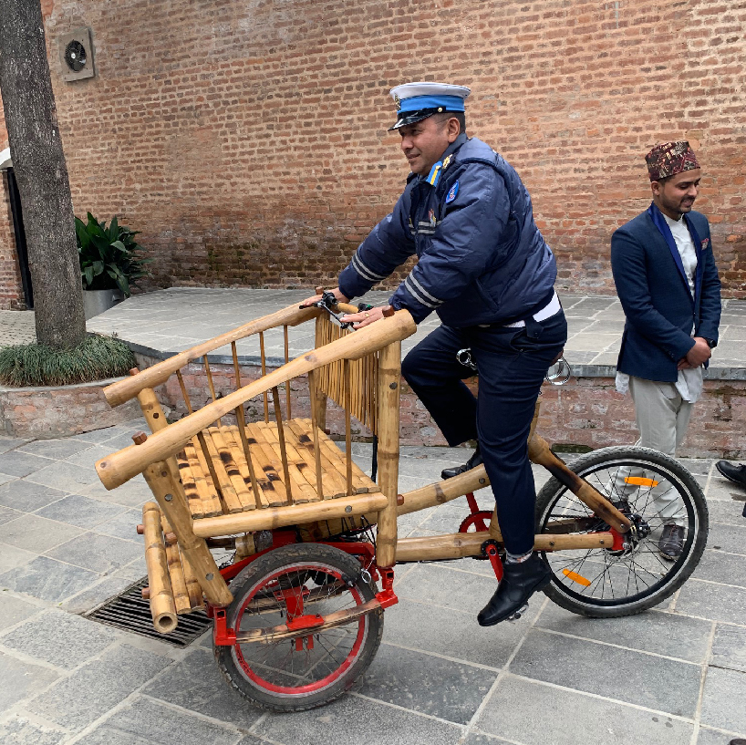 habre eco bike is made from local bamboo and is designed to ease pollution in kathmandu designboom