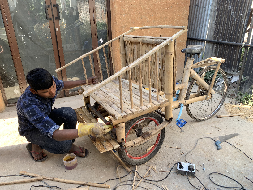habre eco bike is made from local bamboo and is designed to ease pollution in kathmandu designboom