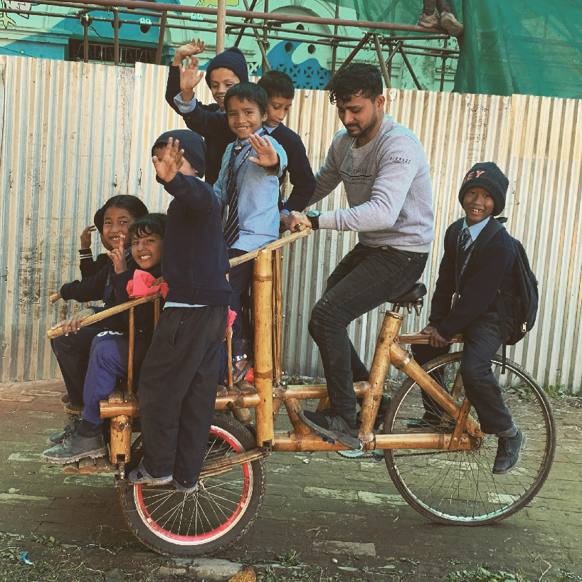 habre eco bike is made from local bamboo and is designed to ease pollution in kathmandu designboom