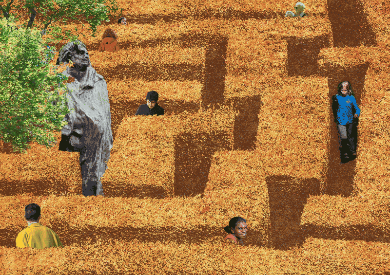 lacoste+stevenson forms sustainable temporary installation for NGV as giant QR code maze 