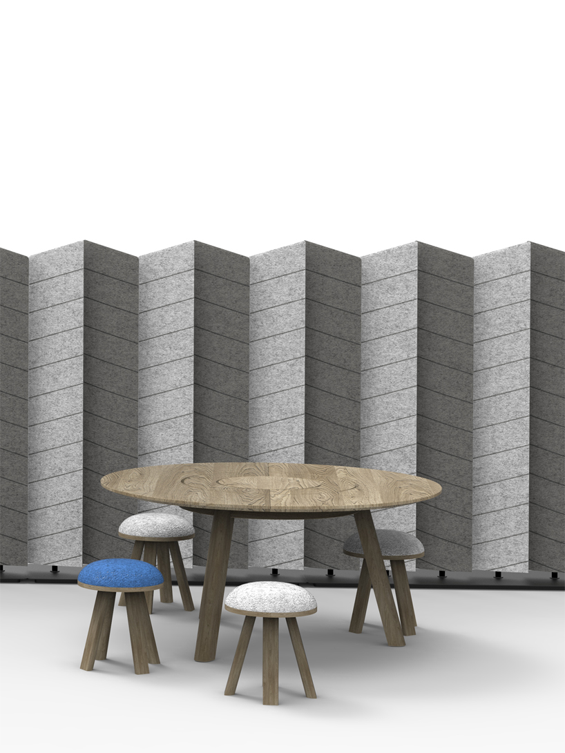 alain gilles buzziblinds sounds absorbing room partitions movable designboom