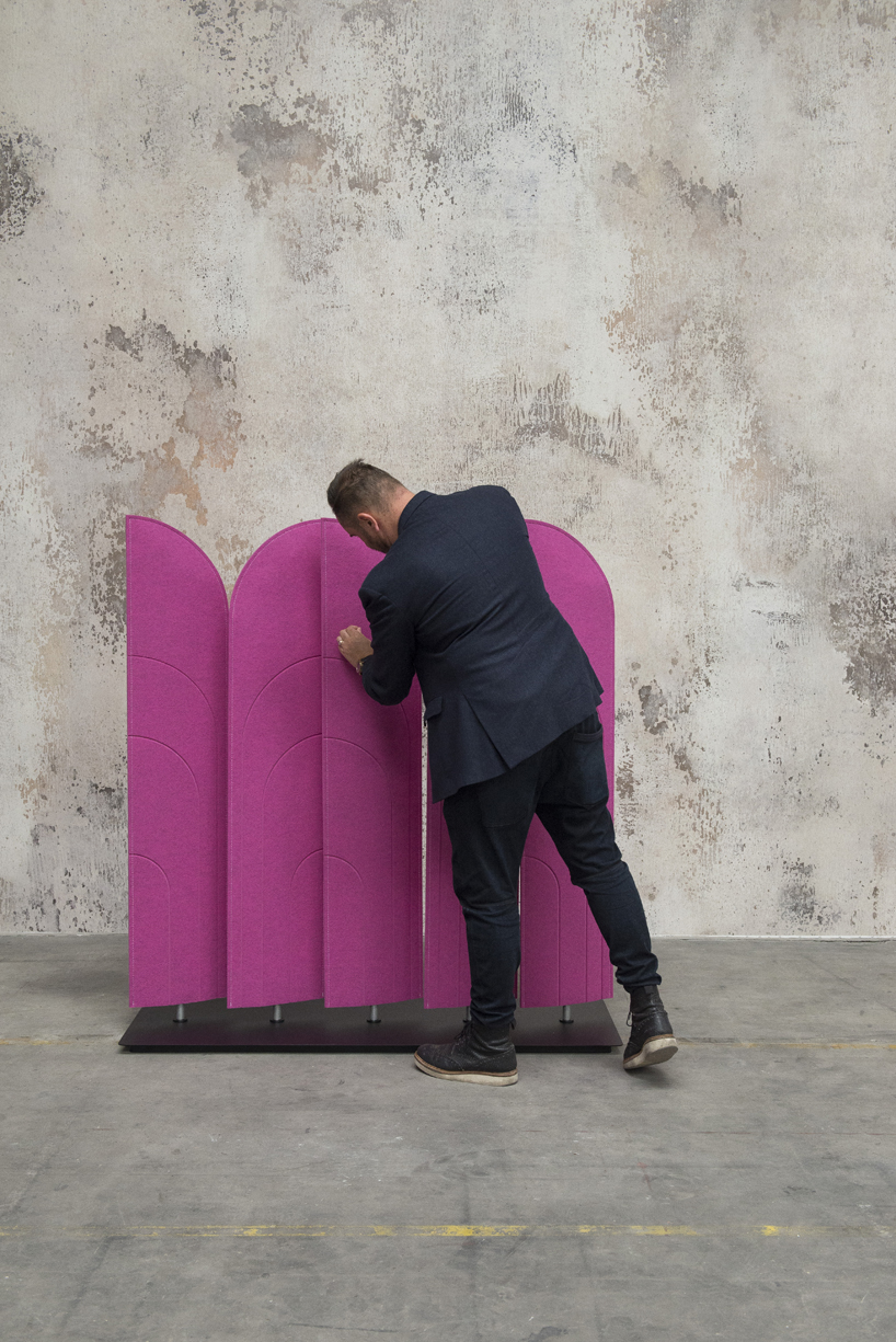 alain gilles buzziblinds sounds absorbing room partitions movable designboom